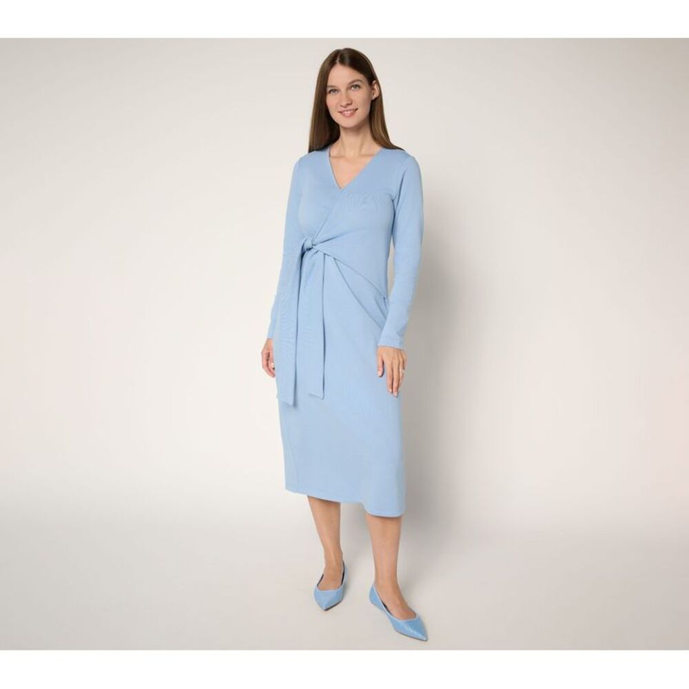 Liberare Women's Dress Sz L French Terry Tie Waist Blue A695889